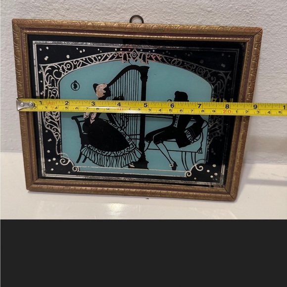Antique 1920s-1930s Reverse Mirror Victorian Silhouette Framed Art - Picture 9 of 9